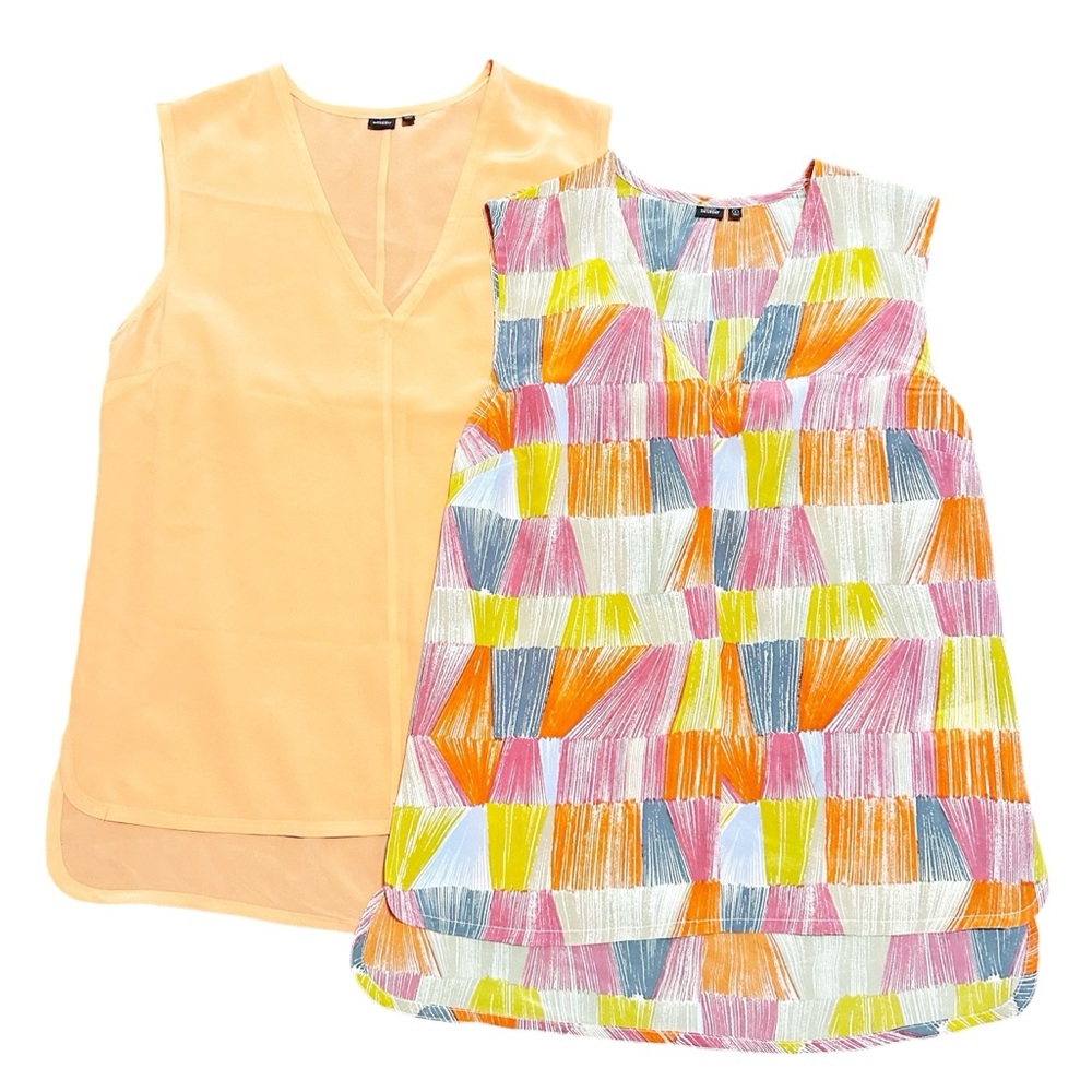 kate spade Peach Solid & Multicolor Geometric Print Tank Tops (2)